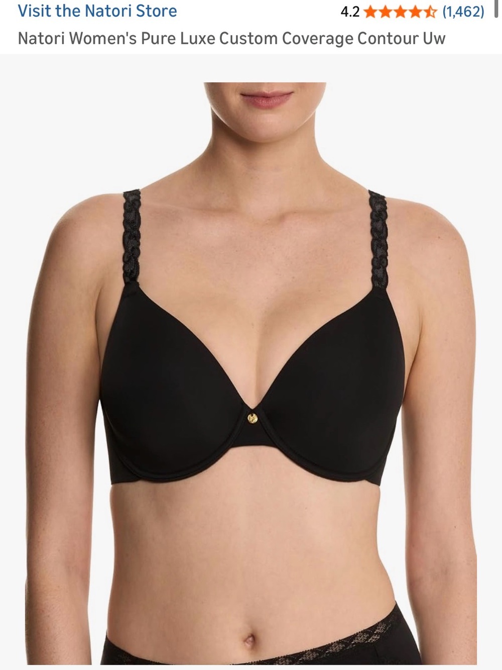 Natori black bra with Braided lace Straps